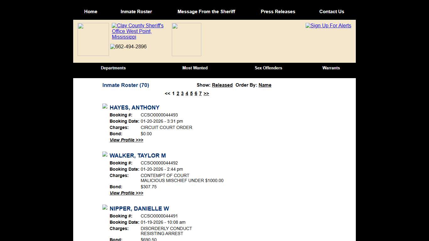 Inmate Roster - Current Inmates Booking Date Descending - Clay County Sheriff's Office